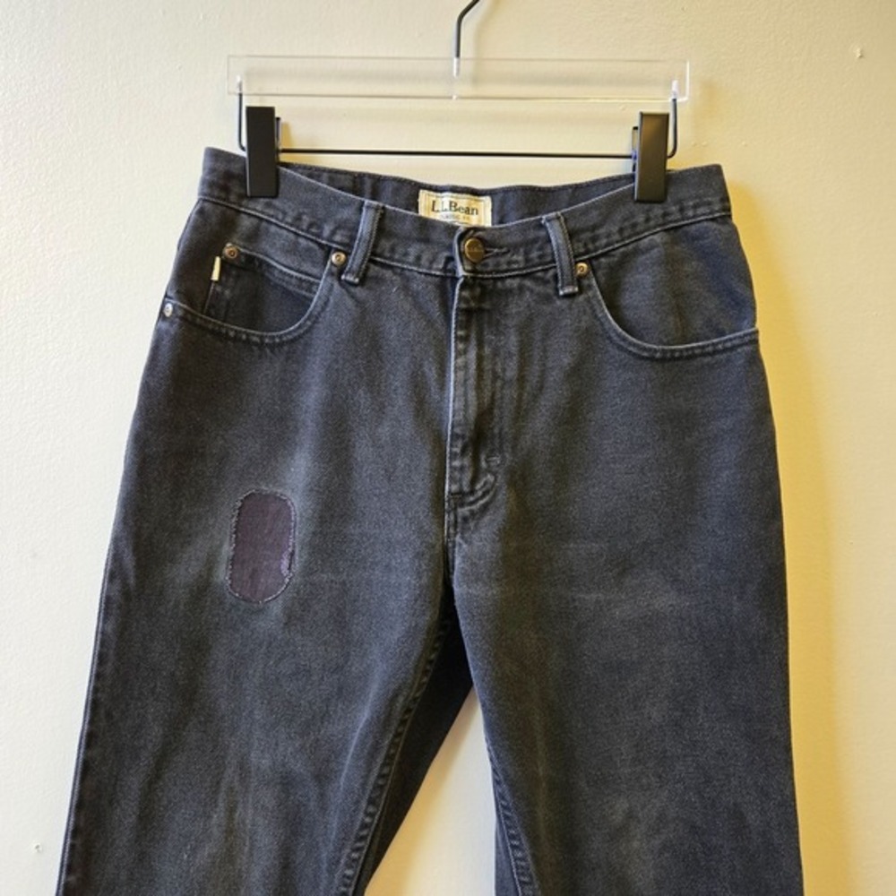 LL Bean Classic Fit Jeans Women's‎ 28 Black Faded Denim Patch Vintage - Picture 4 of 12